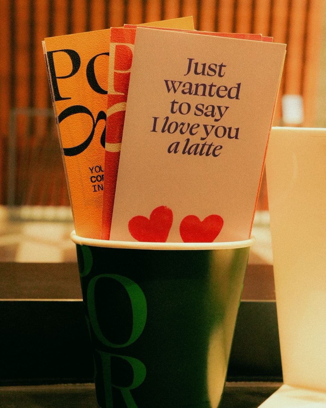Pour Over cup with love latte card